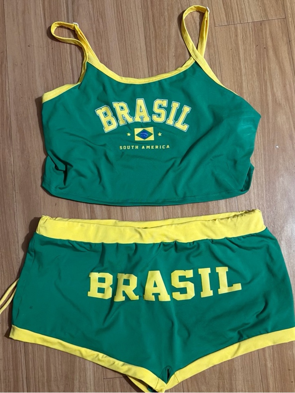 Brasil Green & Yellow petite adult, short torso xxlSwim Set - Sporty Two-Piece
